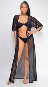 Panama Black Maxi Kimono Cover Up